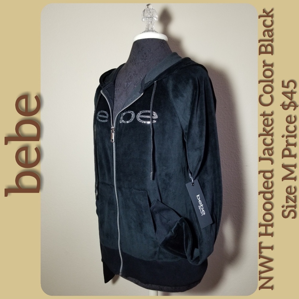 NWT BeBe Women's Velour Hooded Jacket - Picture 5 of 8